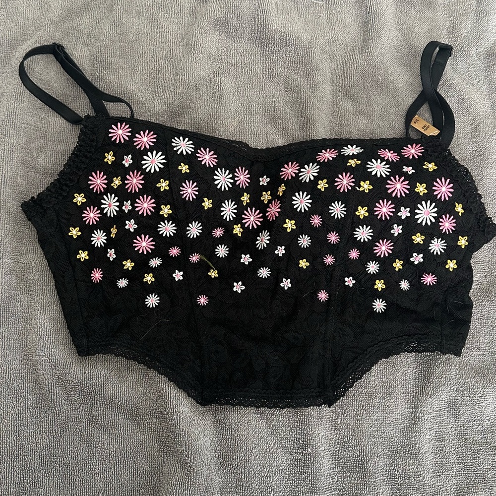 victorias secret PINK floral corset crop top